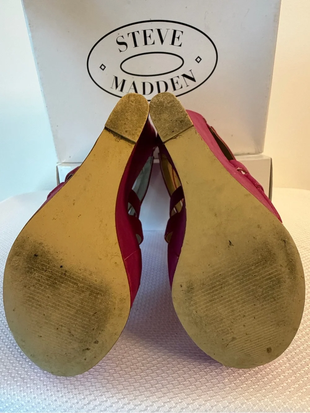 Steve Madden Fuschia Suede Strappy Wedge Heels